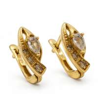 Серьги золото 585 2,57g, вес изделия 2.71g