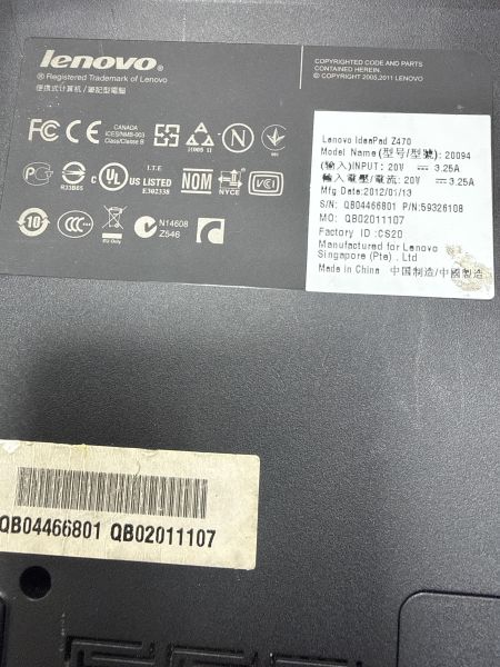 ноутбук Lenovo IdeaPad Z470 20094 (Core i3 2350M/RAM 6GB/SSD 120GB) в Черемхово