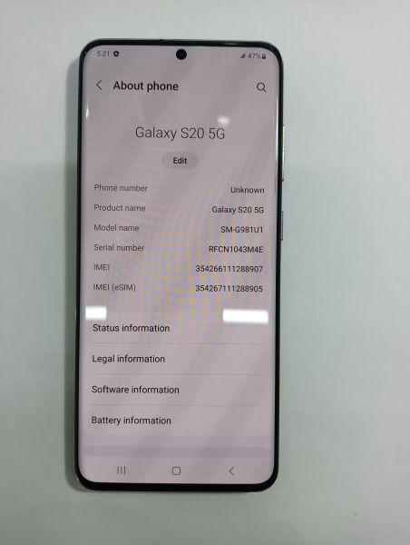 Купить Samsung Galaxy S20 5G 12/128GB (G981U1) Duos в Иркутск за 12500 руб.