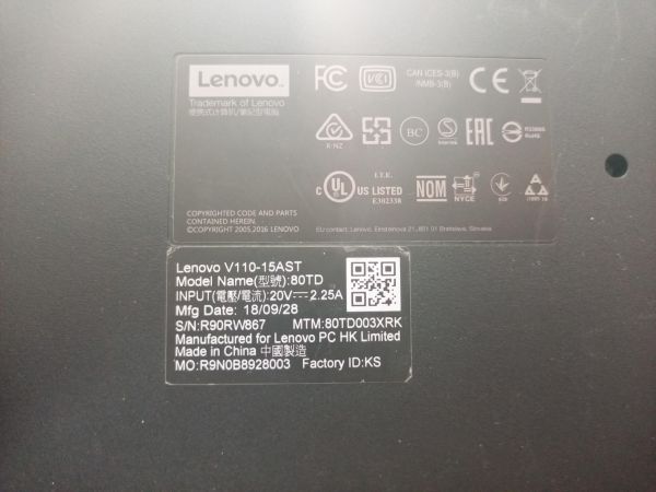Купить Lenovo V110-15AST 80TD003XRK в Улан-Удэ за 6500 руб.