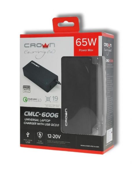 Купить СЗУ_для_ноутбуков CROWN CMLC-6009 (Универсальное) в Иркутск за 2049 руб.