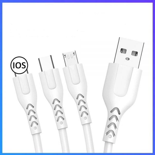 Купить 3в1 TX-123 (MicroUsb,Type-C,lightning) в Тулун за 299 руб.