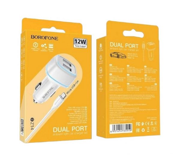 Купить Borofone BZ14+USB-MicroUSB кабель(АЗУ) в Иркутск за 149 руб.