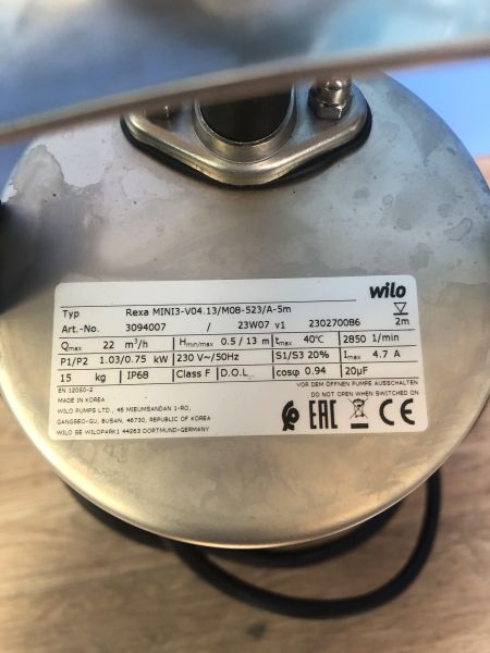 погружной насос Wilo Rexa MINI3-V04.13/M08-523/A-5M в Новосибирск